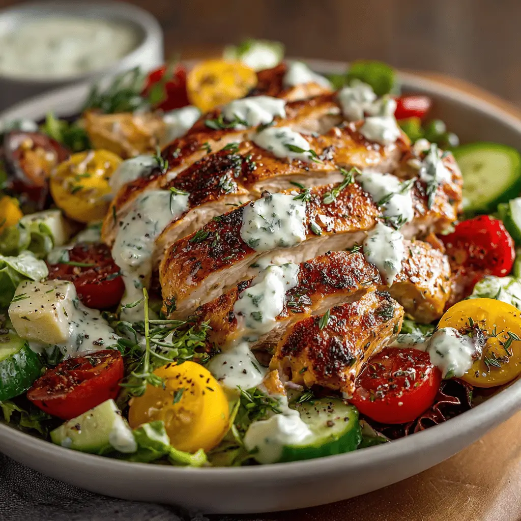 Healthy Ranch Chicken Salad with Turkey Bacon and Chicken Ham