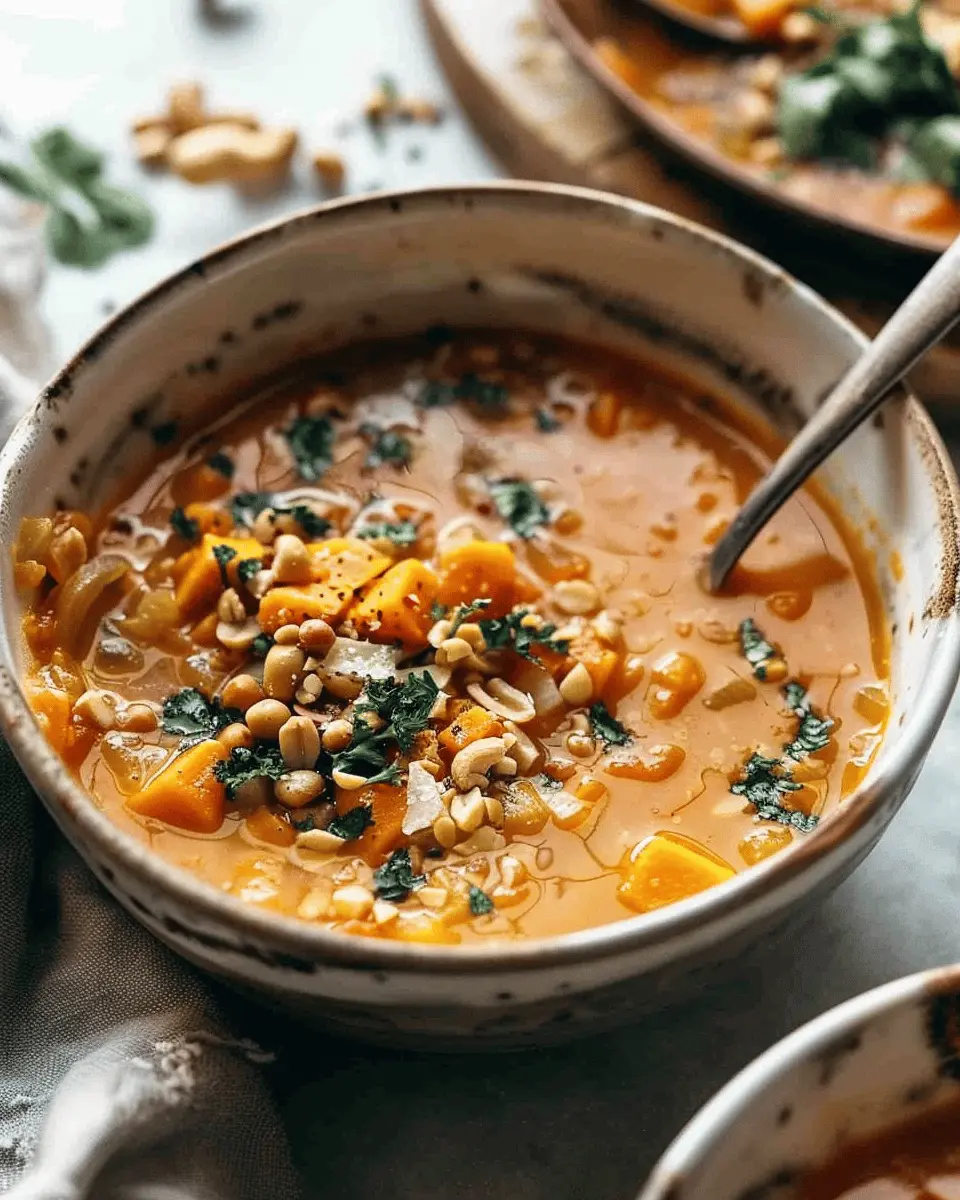Spicy Peanut Soup: Comforting Sweet Potato Delight with Turkey Bacon