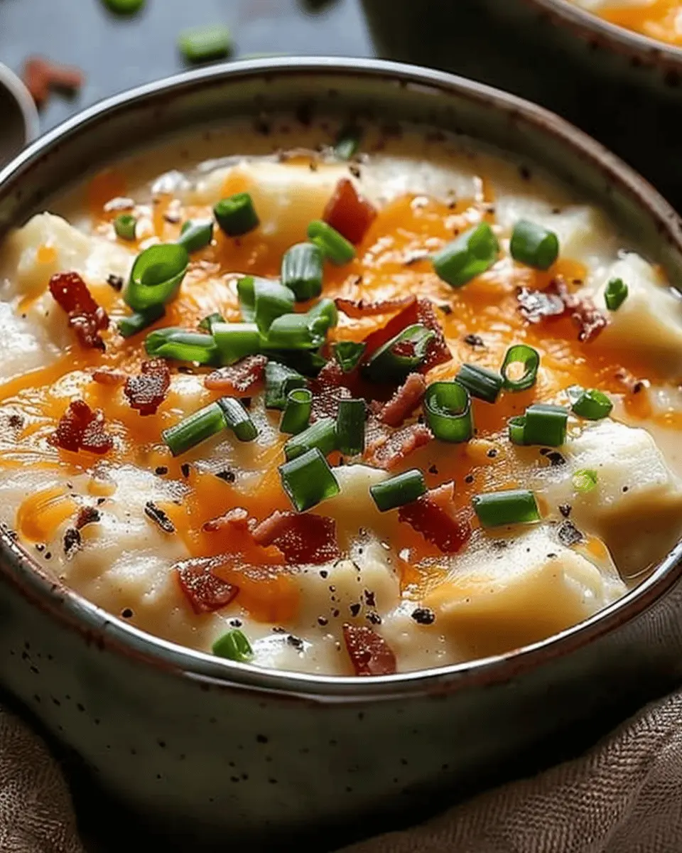 Comforting Loaded Baked Potato Soup with Turkey Bacon Twist