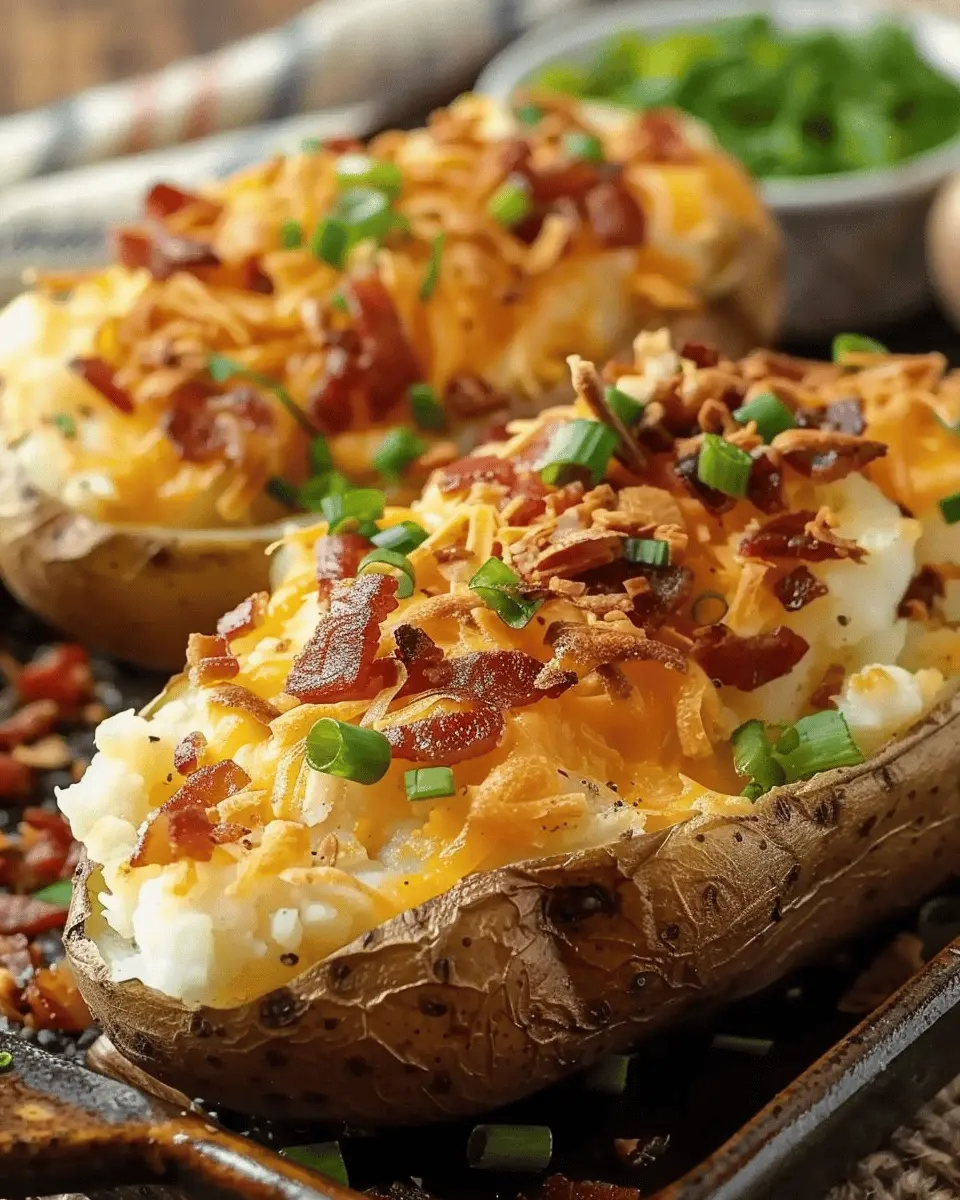 Twice Baked Potato: Indulgent Turkey Bacon & Chicken Ham Delight