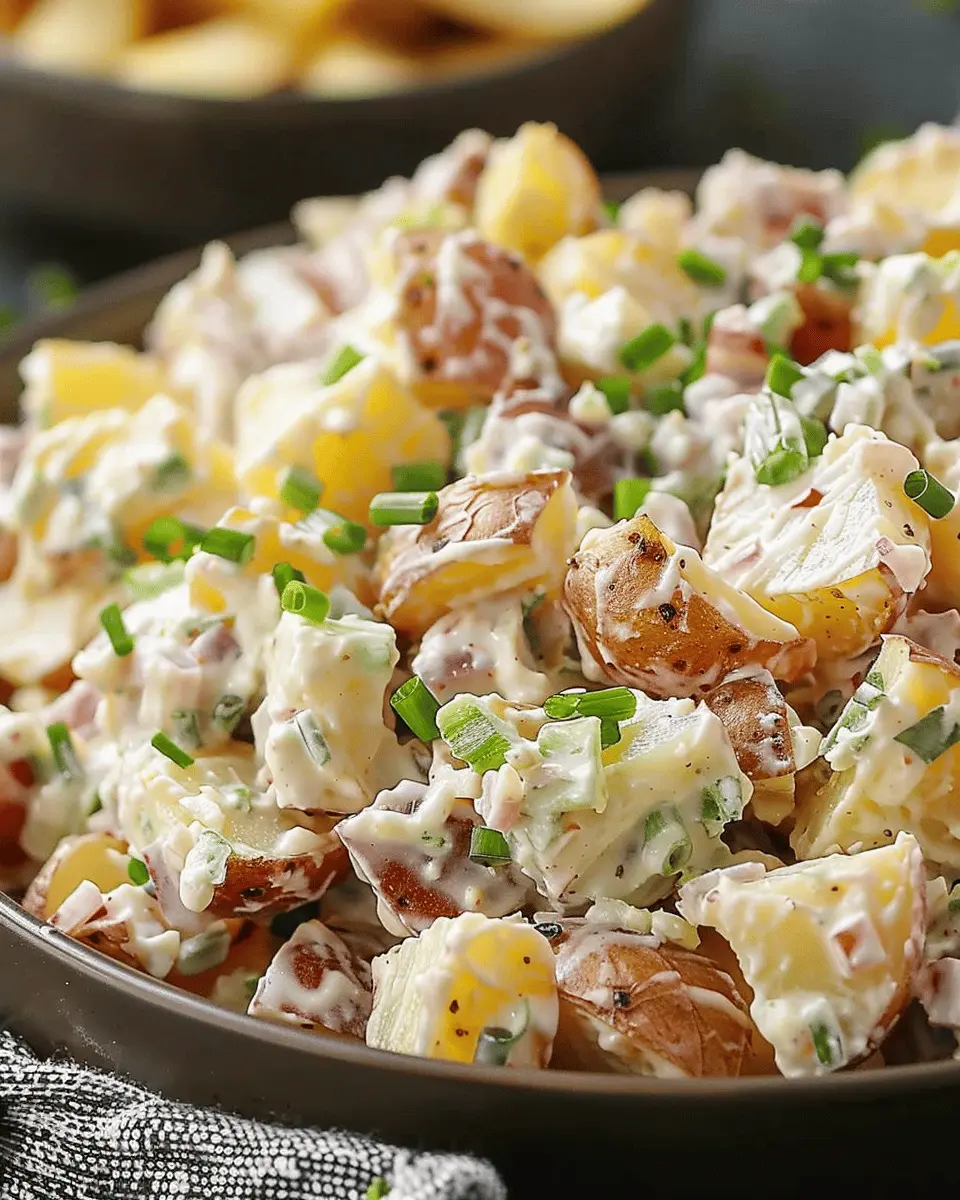 Steakhouse Potato Salad Loaded with Turkey Bacon and Chicken Ham