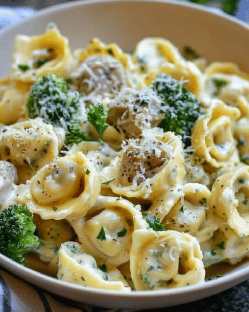 Creamy Garlic Parmesan Tortellini with Savory Turkey Bacon Delight