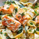 Salmon Pasta with Mixed Greens