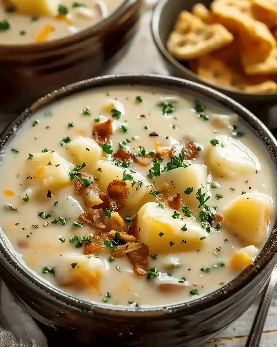 Creamy Outback Potato Soup with Turkey Bacon and Chicken Ham
