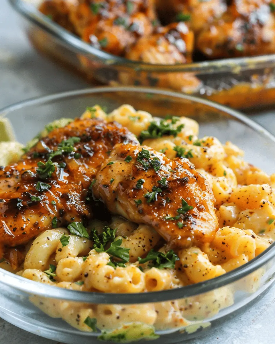 High-Protein Honey Garlic Butter Chicken with Creamy Mac & Cheese