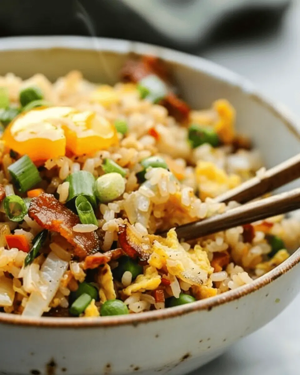 Breakfast Fried Rice: Easy Recipe with Turkey Bacon and Chicken Ham