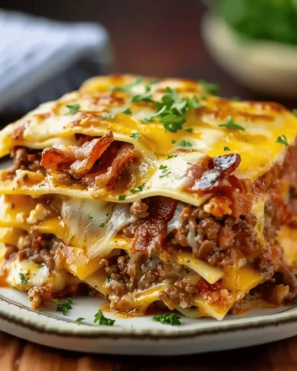 Parmesan Garlic Turkey Bacon Cheeseburger Lasagna Recipe Delight