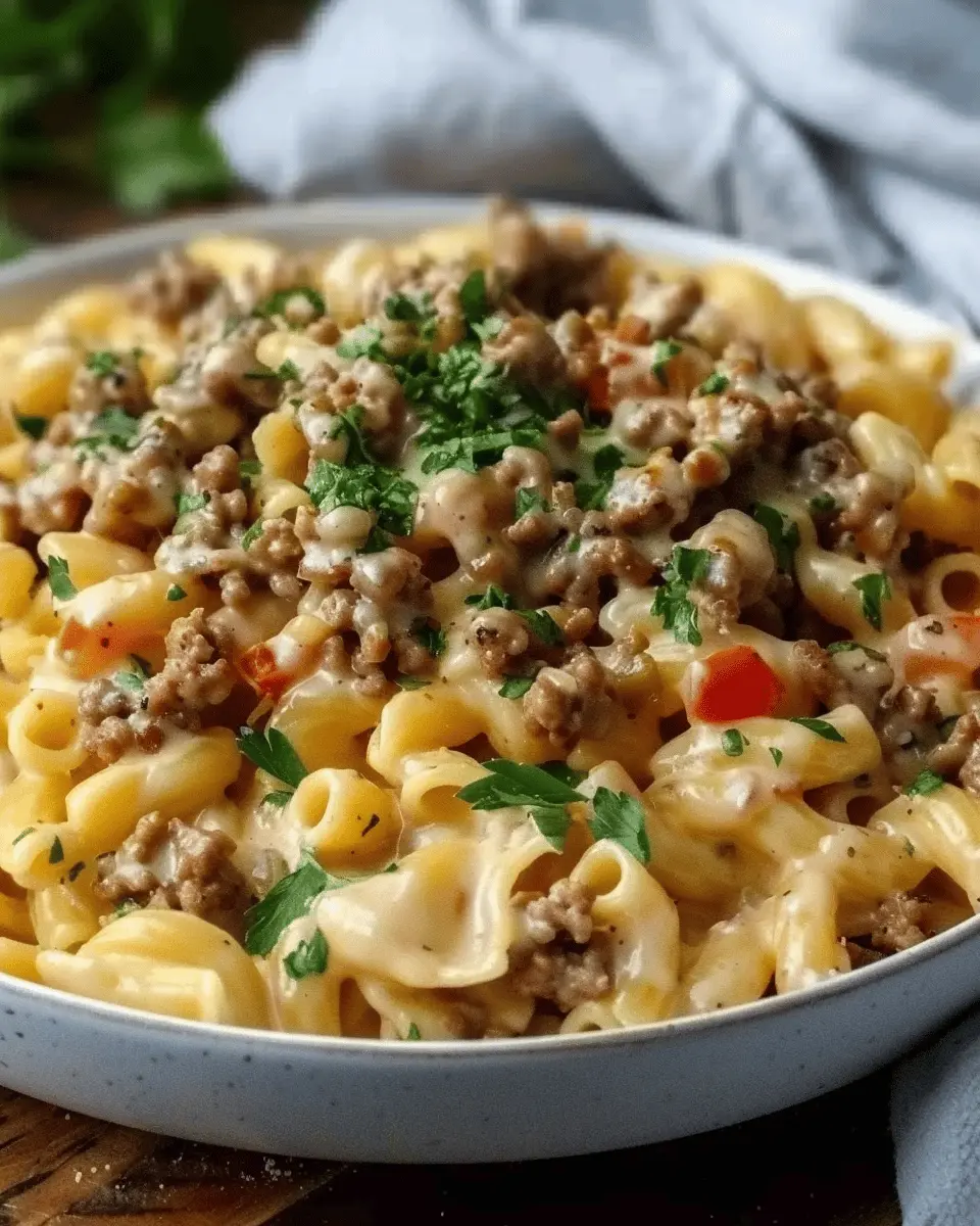 Loaded Cheeseburger Alfredo Pasta: Indulgent Comfort Food Delight