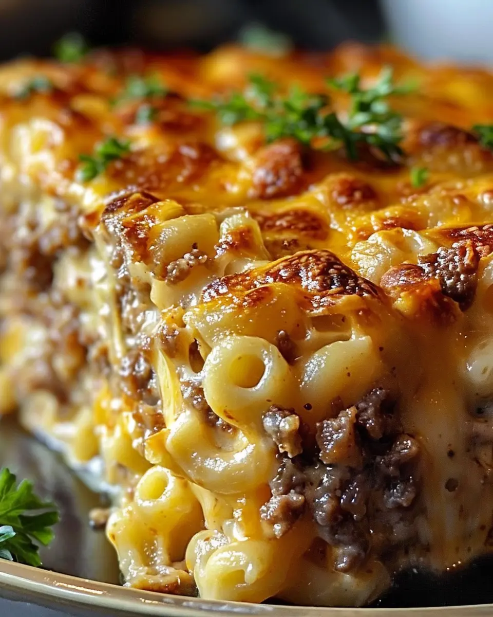 Mac and Cheese Meatloaf Casserole with Turkey Bacon and Chicken Ham