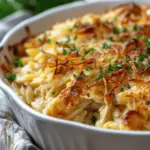 French Onion Chicken Orzo Casserole