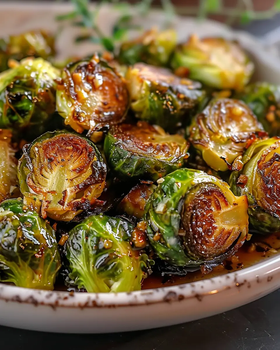 Honey Garlic Roasted Brussels Sprouts with Turkey Bacon Delight
