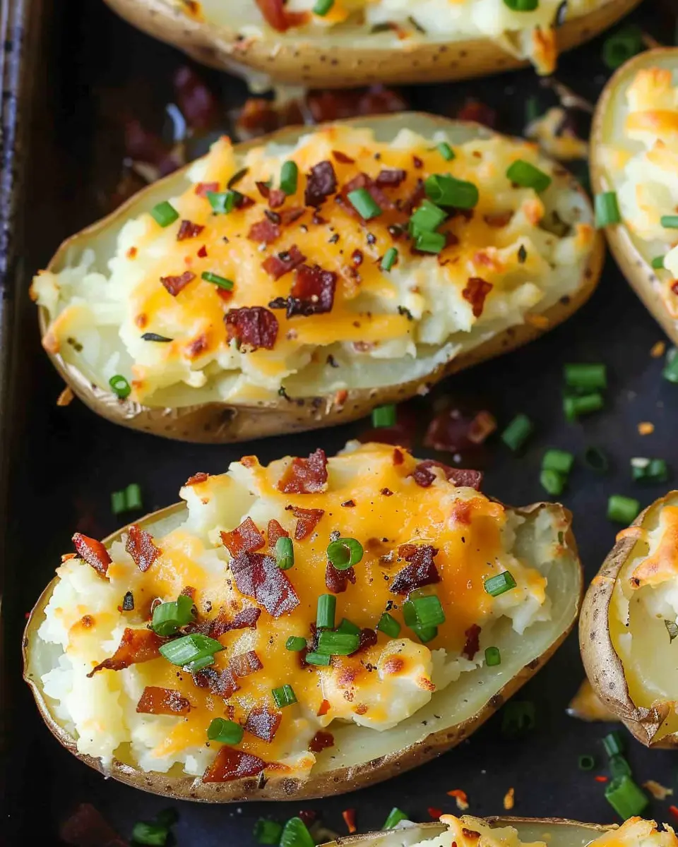 Twice Baked Potatoes with Turkey Bacon and Chicken Ham Delight