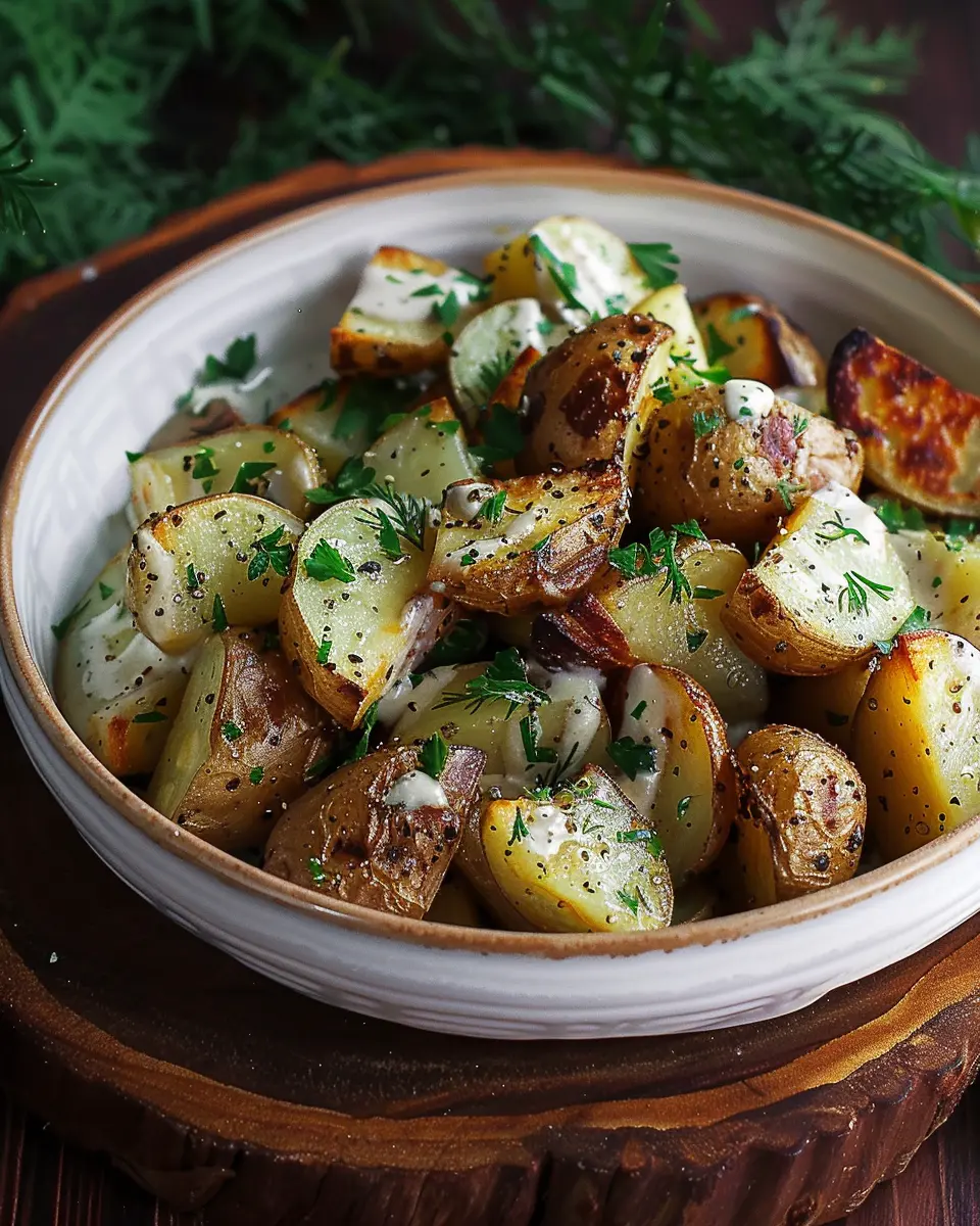 Creamy Mustard Roasted Potatoes with Turkey Bacon Delight