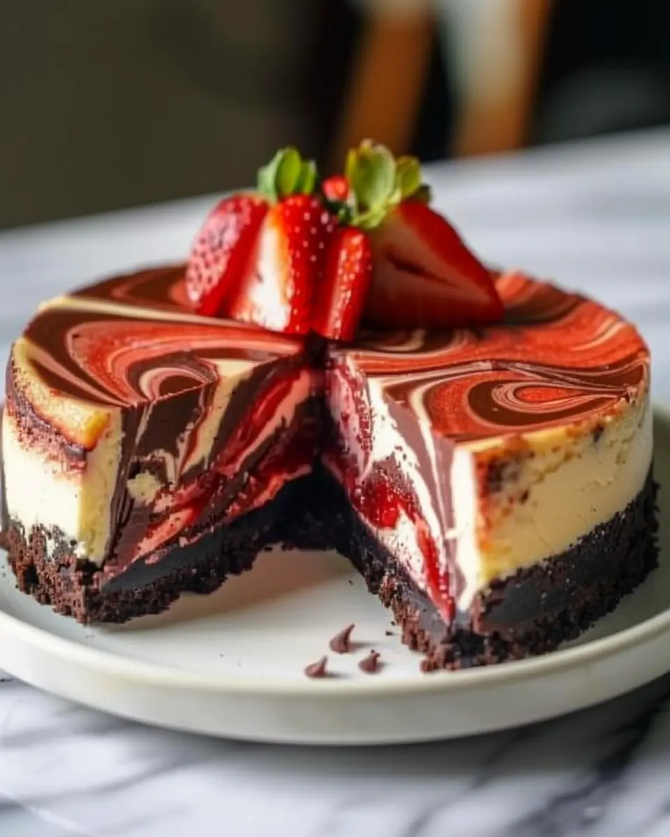 Chocolate Strawberry Swirl Cheesecake: Indulgent Delight at Home