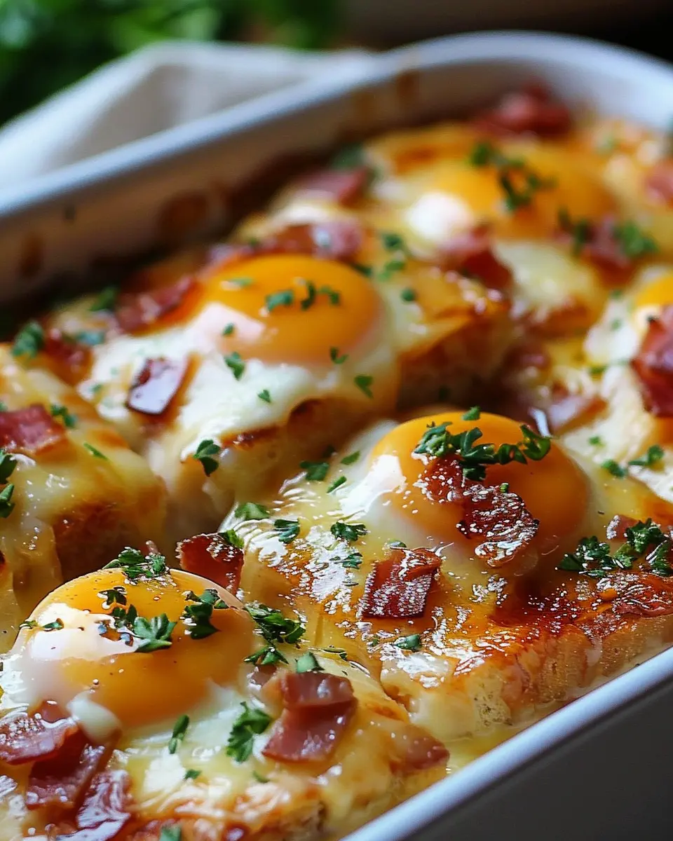 Deliciously Easy Eggs Benedict Casserole with Turkey Bacon and Chicken Ham