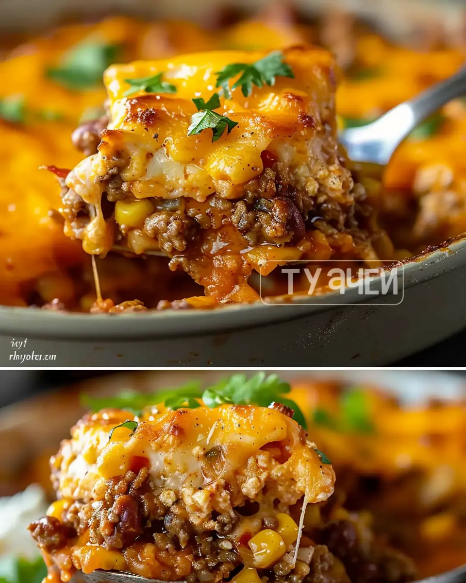 Easy Cowboy Casserole Recipe with Turkey Bacon and Chicken Ham