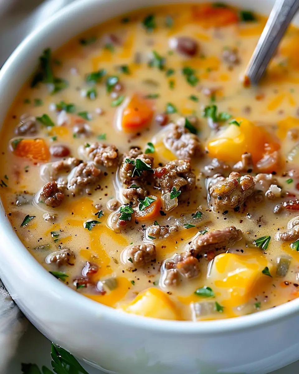 Easy Cheeseburger Soup: A Hearty Twist with Turkey Bacon