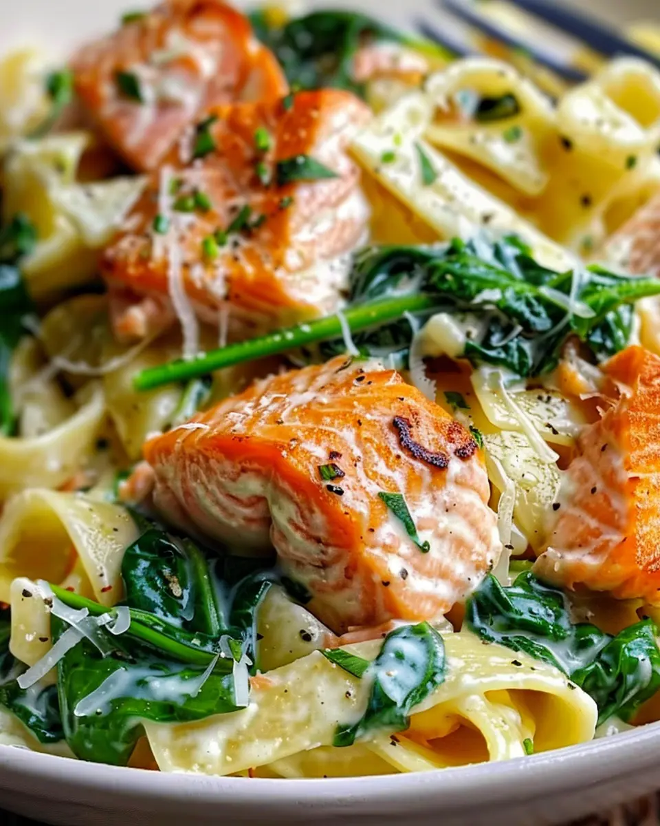 Salmon Spinach Pasta Dish: A Juicy Twist on Homemade Comfort