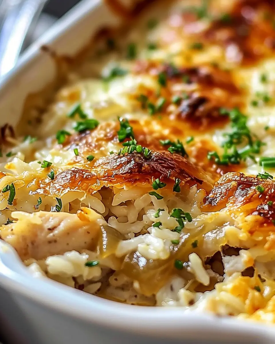 French Onion Chicken Rice Casserole with Turkey Bacon Delight