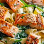 Salmon Spinach Pasta Dish