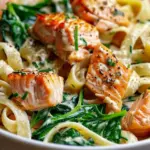 Salmon Spinach Pasta Dish
