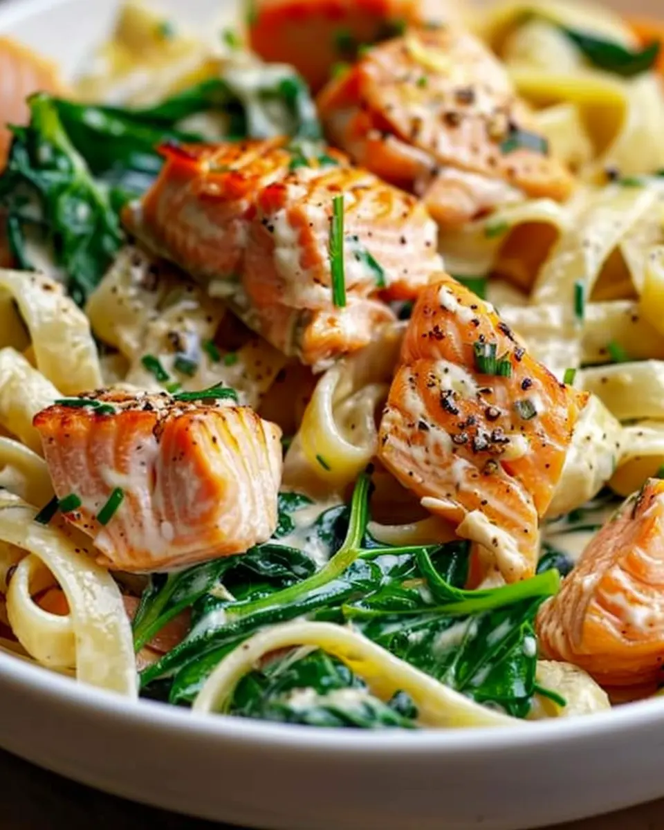 Salmon Spinach Pasta Dish: Easy and Indulgent Weeknight Delight