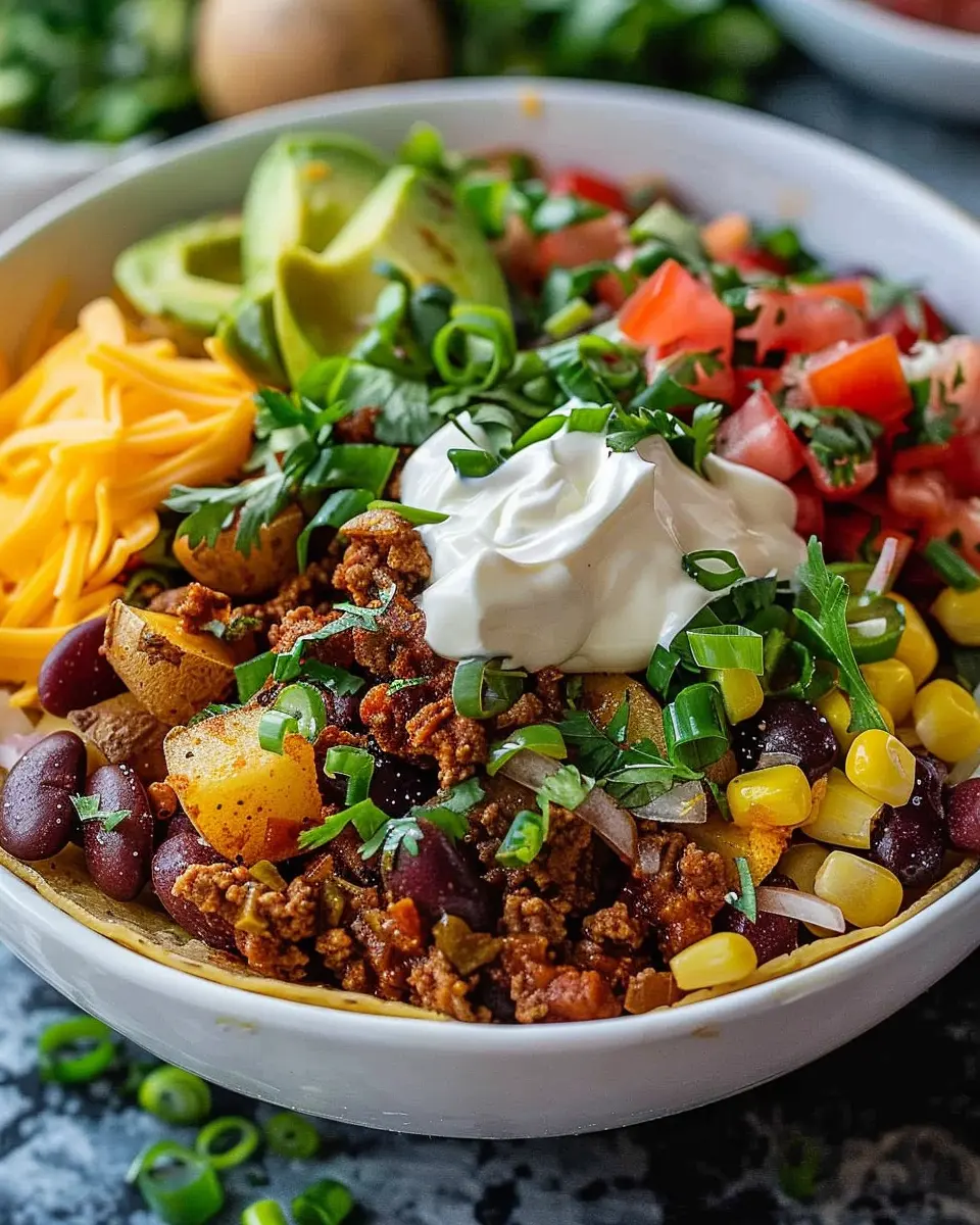 Loaded Potato Taco Bowl with Turkey Bacon: A Hearty Home Delight