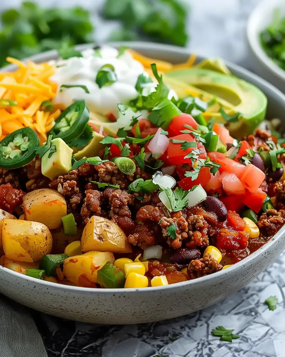 Loaded Potato Taco Bowl: Indulgent Comfort with Turkey Bacon