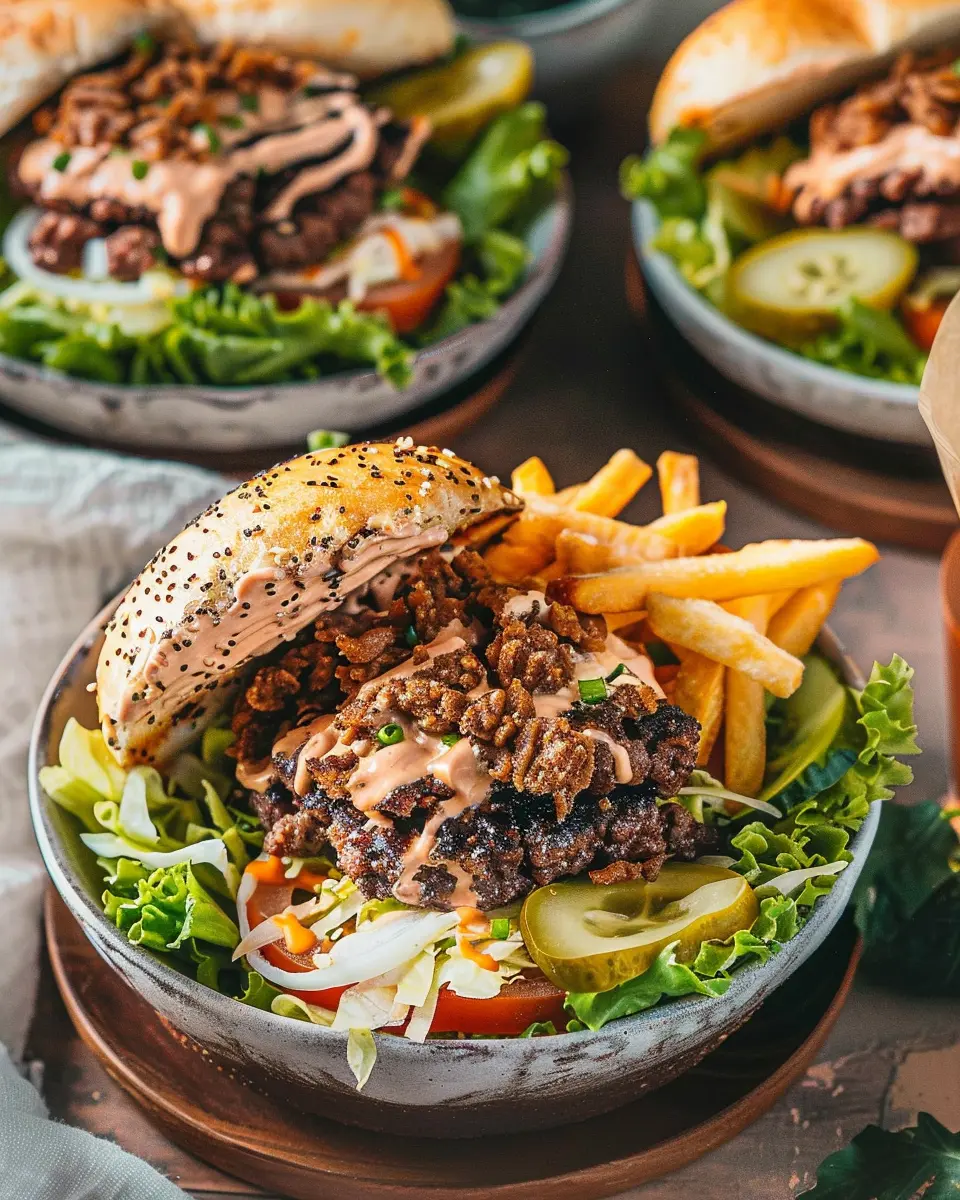 Burger Bowls: Easy and Delicious with Turkey Bacon and Fresh Toppings