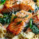 Salmon Spinach Pasta Dish