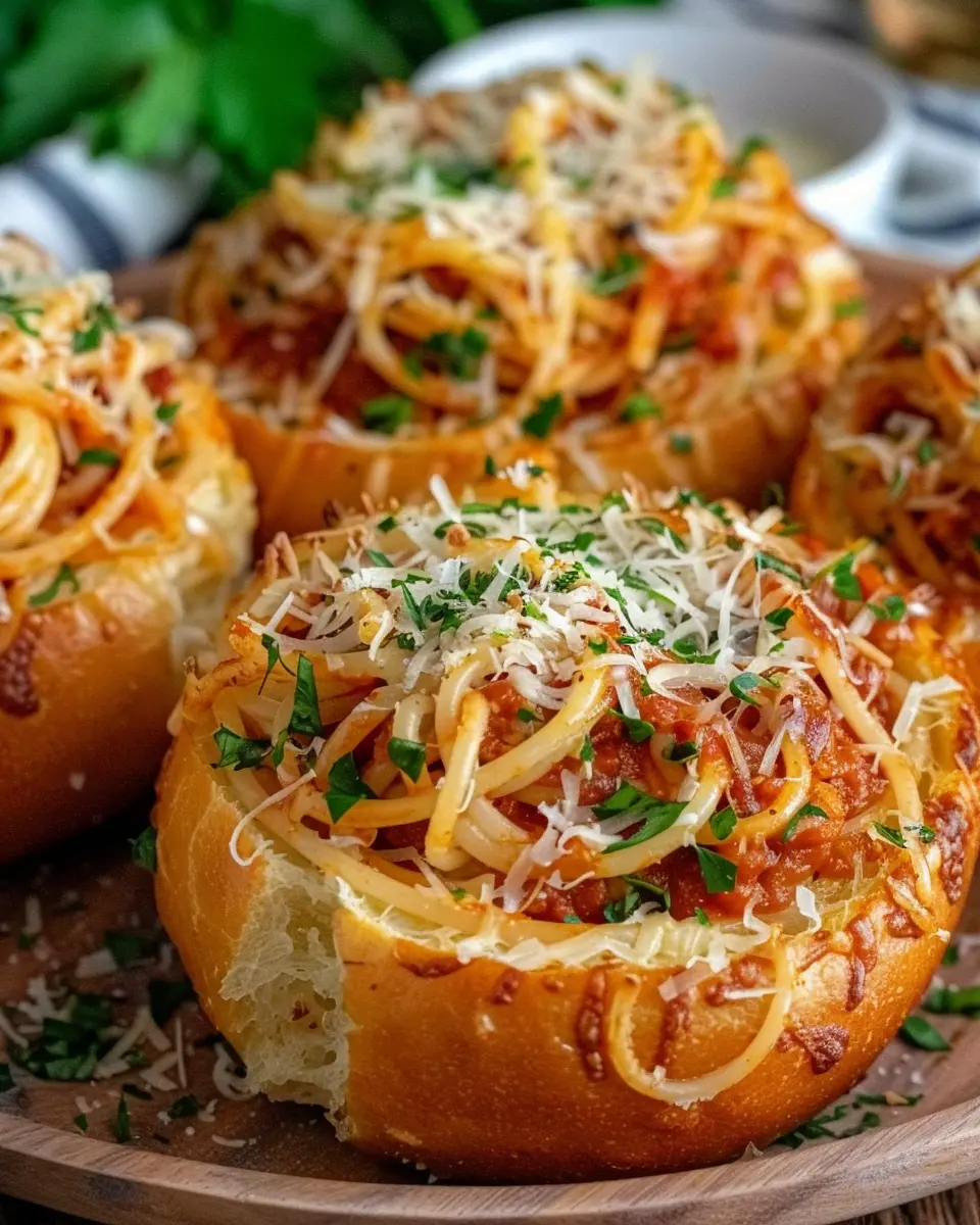 Spaghetti Garlic Bread Bowls: Easy Turkey Bacon Delight