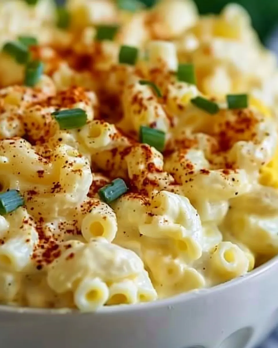 Deviled Egg Macaroni Salad: A Twist with Turkey Bacon and Chicken Ham