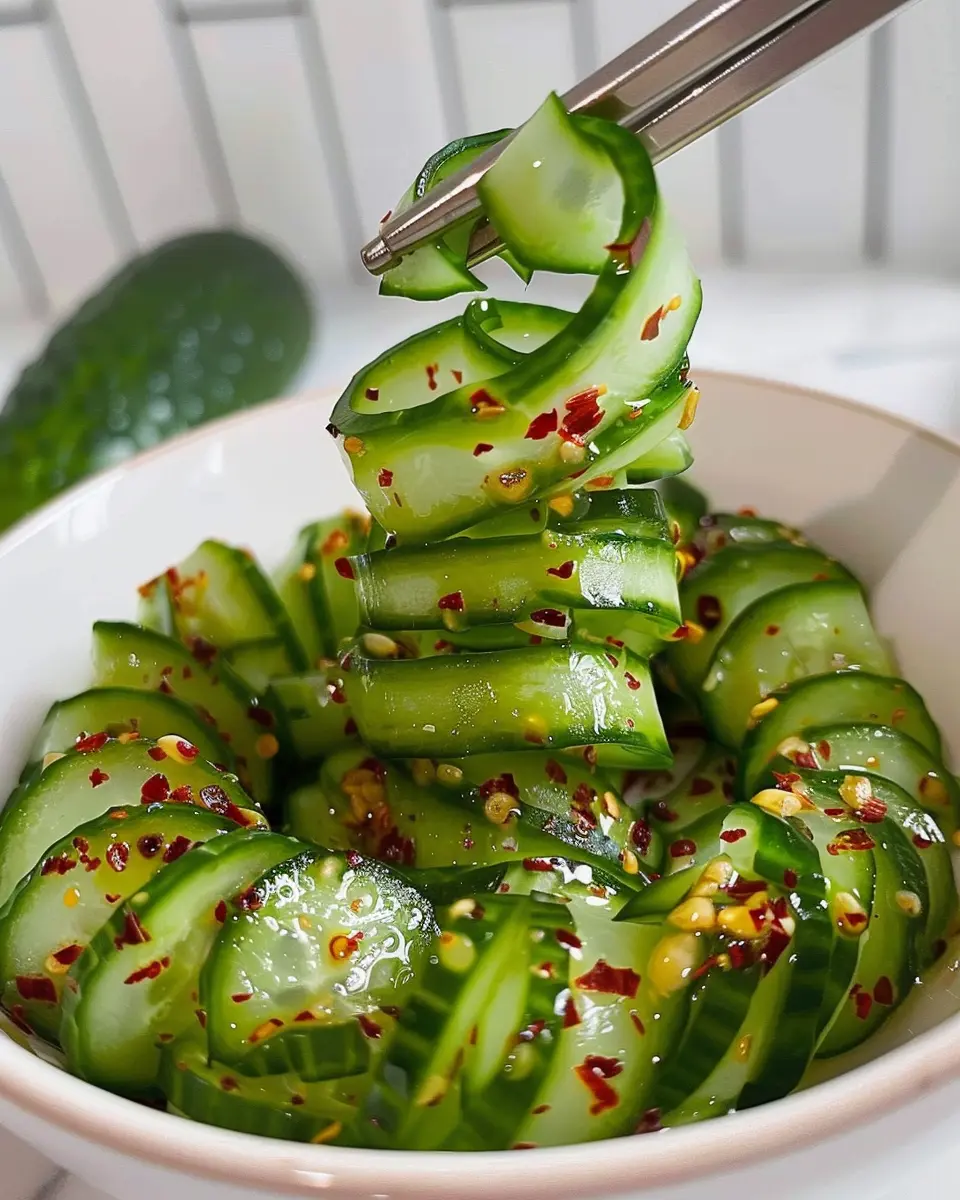 Spiral Cucumber Salad: Refreshing Twist with Turkey Bacon Delight